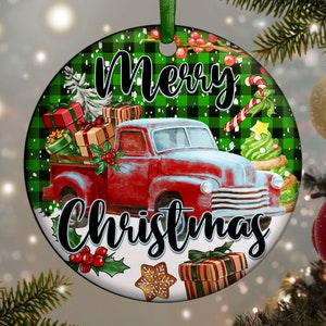 Merry Christmas Truck Ornament Png Sublimation Design, Christmas Ornament Png, Merry Christmas Png, Christmas Truck Png, Digital Download