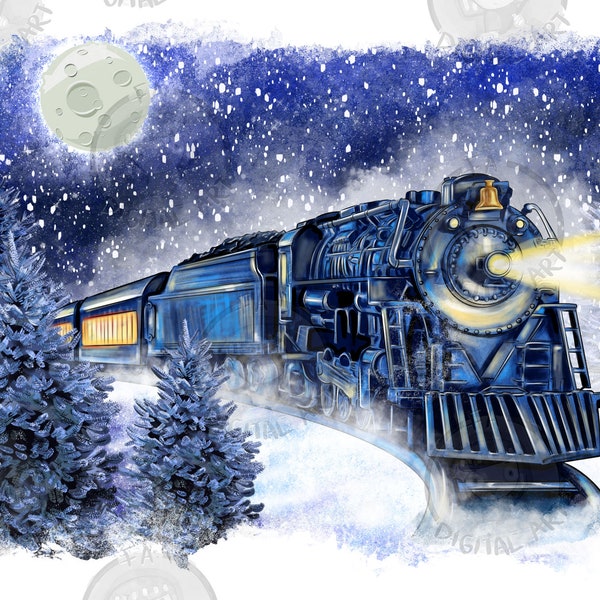 Christmas polar express png sublimation design, Merry Christmas png, happy new year png, polar express train png, sublimate designs download