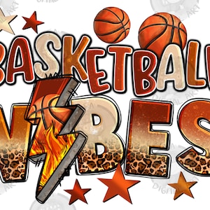 Basketball vibes png sublimation design download, sport png, Basketball png, Basketball thunder bolt png, sublimate designs download