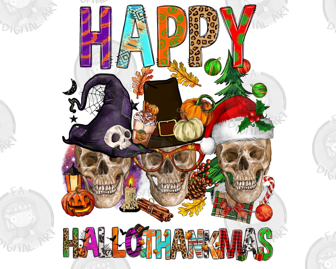 Happy Hallothankmas Skull Png, Happy Hallothankmas Png, Hallothankmas ...