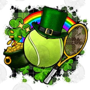 St. Patrick&#39;s Day Tennis png sublimation design download, St. Patricks Day png, Irish Day png, Tennis ball png, sublimate designs download