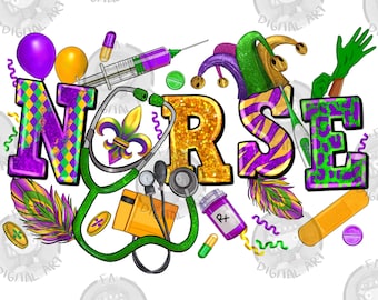 Nurse Mardi Gras png sublimation design download, Mardi Gras Nurse png, Nurse life png, Nurse png, sublimate designs download