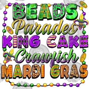 Beads parades king cake crawfish Mardi Gras png sublimation design download, Mardi Gras png,Mardi Gras png design,sublimate designs download