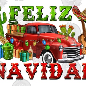 Feliz Navidad truck with guitar Png sublimation design download, Christmas Png, Mexican Christmas Png, sublimate designs download