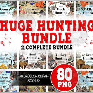 Huge Hunting Png Bundle For Creators, Watercolor Hunting Clipart, Watercolor Hunting Printable, Hunting Clipart,Hunting Png, Digital Clipart