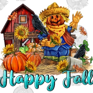 Happy Fall Scarecrow Png Sublimation Design, Fall Scarecrow Png, Farm Life Png, Spooky Scarecrow Png, Scarecrow Face Png, Digital Download