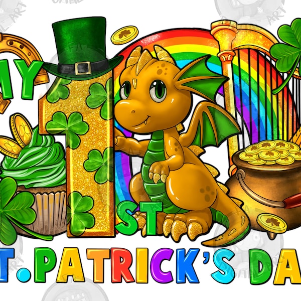 St. Patrick's Day dragon my first St. Patrick's Day png sublimation design download, St. Patricks Day png, Irish Day png, sublimate download