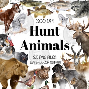 Caçar Animais Png Pacote Para Criadores, Clipart De Caça Em Aquarela, Caça Em Aquarela Para Imprimir, Clipart De Caça,Png De Caça, Clipart Digital