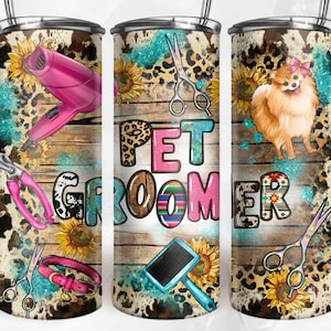 Toiletteur pour animaux de compagnie 20 oz skinny tumbler png sublimation design download, western tumbler wrap png, 20 oz tumbler designs, tumbler png download