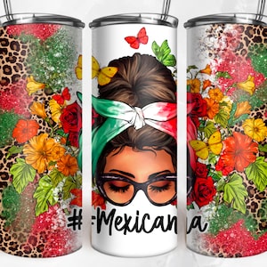 Mexicana messy bun 20oz skinny tumbler png, Mexican tumbler wrap png, cinco de mayo  20 oz tumbler designs, sublimate designs download
