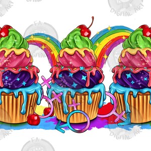 Pobierz projekt sublimacji babeczki Pride png, LGBTQ+ png, pride png, wybierz miłość png, gay pride png, pobierz projekty sublimacji