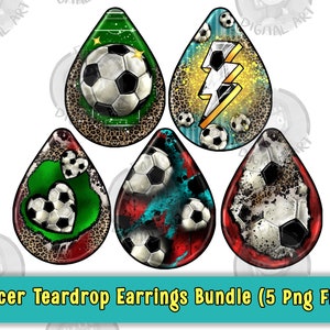 Soccer teardrop earrings png sublimation design bundle, sport teardrop earrings png, Football png, sublimate designs download