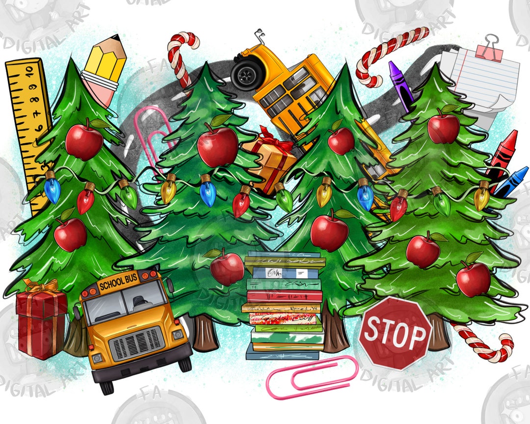 Christmas Bus Driver Trees Png Sublimation Design Download, Christmas