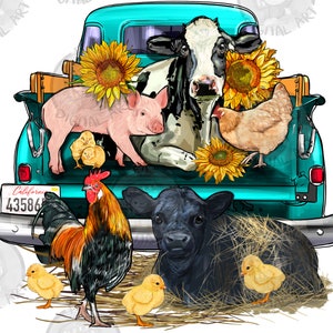 Farm Truck Farm Animals Png Sublimation Design, Western Truck Png,Farm Animals Png,Farm Life Truck Png,Barnyard Animals Png,Digital Download