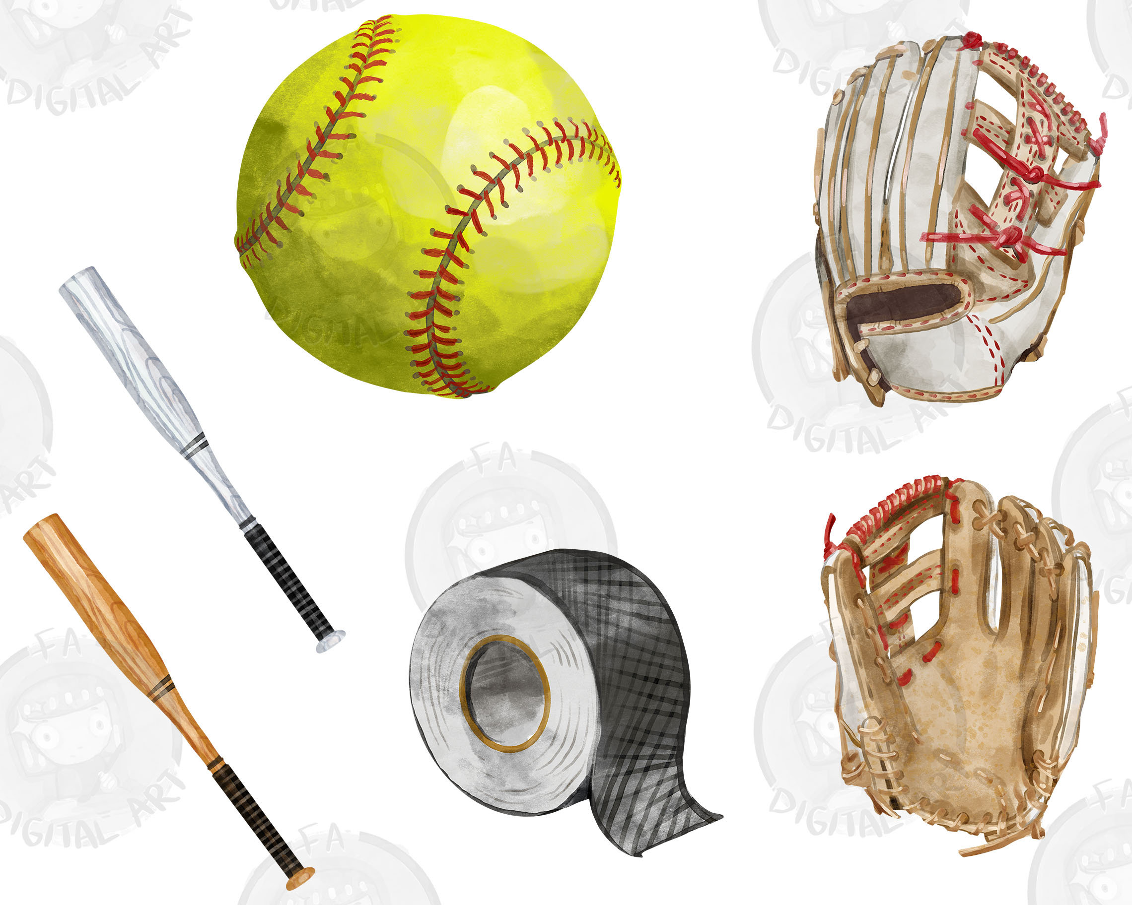 Softball Equipments Png Bundle for Creators 26 PNG Etsy