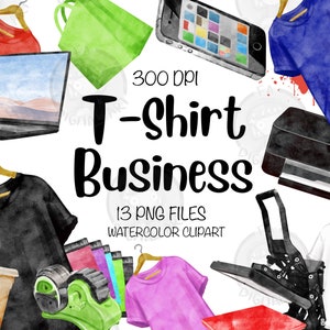 T-shirt Business Png Bundle For Creators, T-shirt Business Clipart, Watercolor T-shirt Business Printable, Business Clipart, Digital Clipart