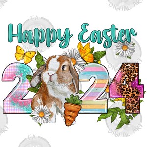 Happy Easter 2024 png sublimation design download, Easter Day png, Easter bunny png, cute bunny png, sublimate designs download