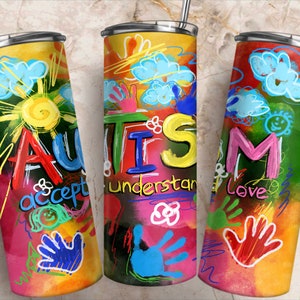 Autism accept understand love 20oz skinny tumbler png sublimation design download, Autism png, Autism tumbler png,sublimate designs download