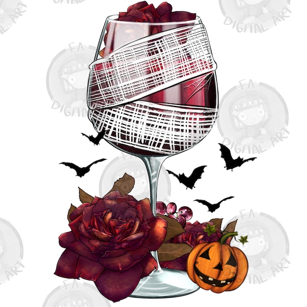 Halloween Roses Wine Glass Png Design, Halloween Roses Wine Glass Png, Halloween Wine Glass Png, Halloween Party Png, Digital Download