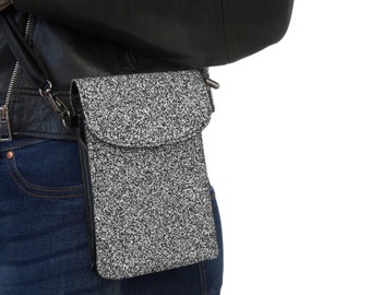 White Noise, Cell Phone Wallet, Women's Cell Phone Purse in Gray Eco Vegan Leather