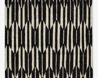 Hand Knotted Brown & Ivory Wool Area Rug | Bold Striped Pattern Large Carpet 6x9 8x10 9x12 10x14 | Statement Rug for Living Room Bedroom