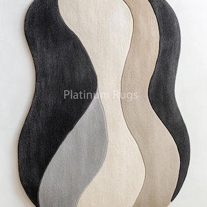 Handmade Colorful Abstract Area Rug, Irregular Boho Shape Living Room Carpet, Soft Durable Home Decor Accent