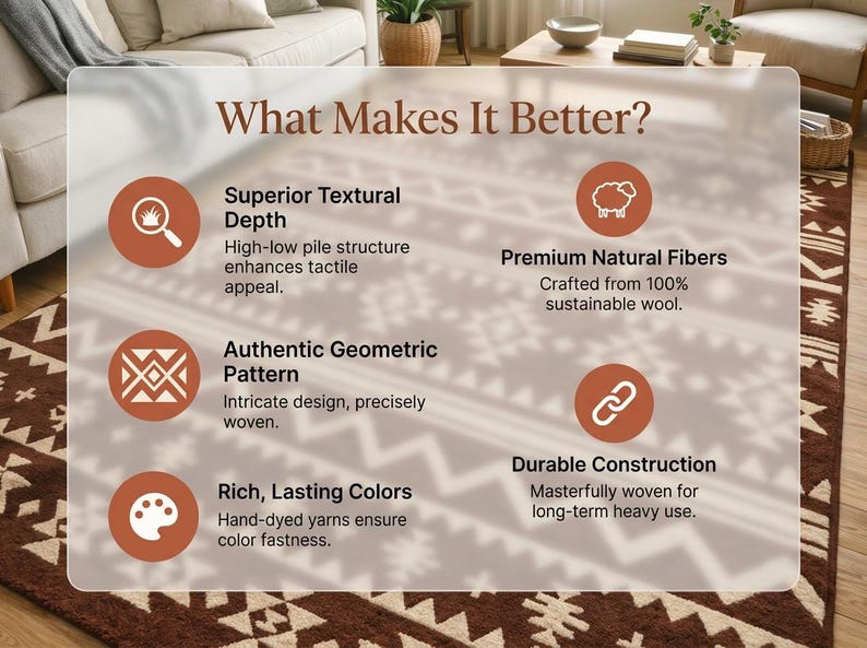 Terracotta Tribal Area Rug, Boho Geometric Carpet, Mudcloth Pattern Rug, Southwestern Style Floor Rug, Warm Earth Tone Decor image 7