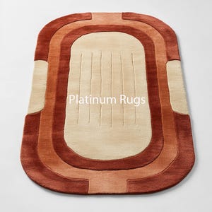 Handmade Colorful Abstract Area Rug, Irregular Boho Shape, Soft Durable Carpet Accent for Living Room Decor