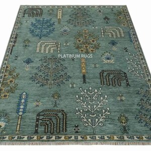 Cyprus Teal Handmade Oushak Rug – 8x10 Turkish Rug | Classic Area Rug for Living Room, Office, Study Room