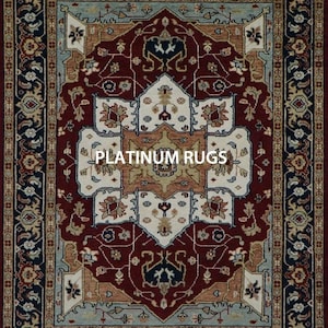 Lush Red and Aqua Handmade Oushak Rug – 8x10 Oriental Carpet | Colorful Traditional Area Rug for Living Room and Office | RA-01