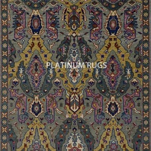 Unique Multicolor Handmade Oushak Rug – 8x10 Abstract Oriental Carpet | Artistic Traditional Area Rug for Living Room & Study | UM-10