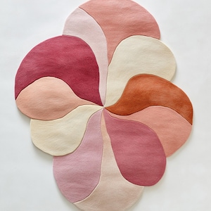 Handmade Colorful Abstract Area Rug, Soft Durable Boho Floor Mat for Living Room, Unique Unshaped Carpet Accent