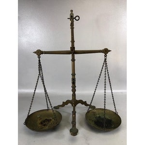 Antique Scales, 19th century brass banking scales by Doyle & Son London