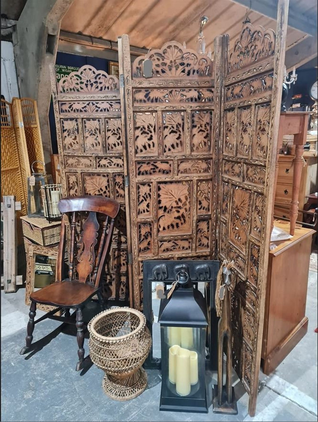 Wooden Carved Screen Room Divider Etsy