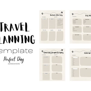 Travel Itinerary Template Printable PDF, Travel Planner Template, Travel Planning Template, Travel Packing, Itinerary Planning
