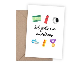 Hot Girls Run Marathons Card | Good Luck | Congratulations | Runner Card