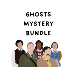 Paquete de misterio inspirado en fantasmas / Casa de botones / Personajes de fantasmas / Seis idiotas / Regalo de fantasmas / Llavero, pegatina, marcapáginas y tarjeta de fantasmas