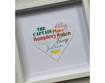 Ghosts Inspired Characters Heart Shadow Box Frame | Ghosts Characters | Six Idiots | Ghosts Gift | Ghosts Fan | Ghosts Framed Art Gift