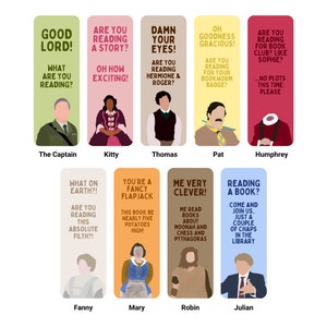 Ghosts Inspired Bookmarks | Ghosts Characters | Six Idiots | Ghosts Gift | Ghosts Print | Ghosts Captain Thomas Kitty | Button House