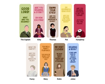 Ghosts Inspired Bookmarks | Ghosts Characters | Six Idiots | Ghosts Gift | Ghosts Print | Ghosts Captain Thomas Kitty | Button House