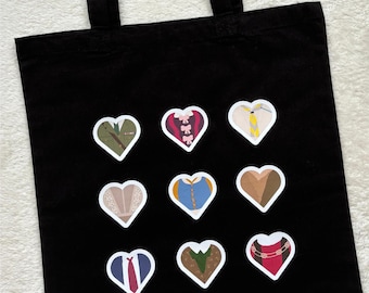 Ghosts Inspired Characters Heart Tote Bag | Ghosts Characters | Six Idiots | Ghosts Gift | Ghosts Fan | Ghosts Tote Bag | Captain Pat Kitty