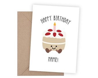 Personalised Birthday Cake Plushie Card | Kawaii Style Birthday Cake Card | Jelly Birthday Cake Card | Jelly Inspired Birthday Cake