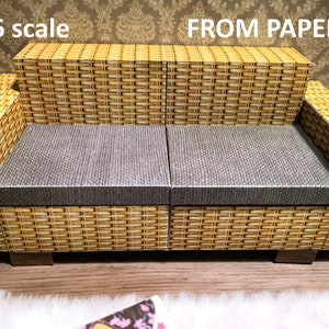 Mobili DIVANO stampabili Taglio di carta, Download PDF digitale per bambole 1/6 mobili per case delle bambole 12 in: Barbie, Integrity Toys, Blythe, BJD