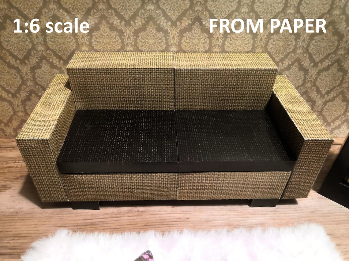 Printable SOFA Furniture Paper-cut, Digital PDF Download for Dolls 1/6 ...