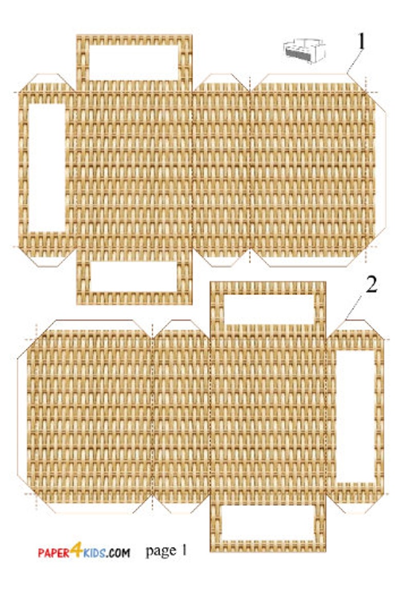 Printable SOFA Furniture Paper-cut, Digital PDF Download for Dolls 1/6 ...