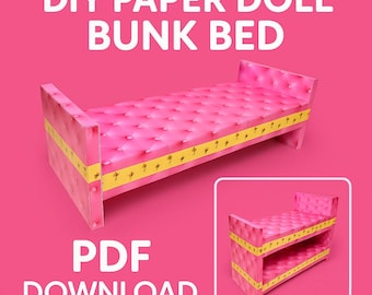 Printable Bed Furniture Paper-cut | 1:6 Scale Dollhouse | PDF Digital Download for 12" Fashion Dolls | DIY