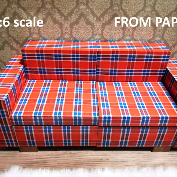 Printable SOFA Furniture Paper-cut, Digital PDF Download for dolls 1/6 dollhouse furniture 12 in: Barbie, Integrity Toys, Blythe, BJD
