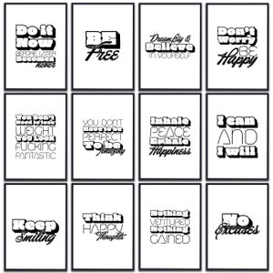 30 Digital Prints all for one price! Inspirational Positive Motivational Messages.  Posters for Home Décor Gift Typography Quotes. A5,A4,A3