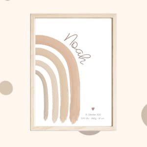 Namesposter "Regenbogen" personalisiert zur Geburt Boho digitale Datei Baby Mädchen Jungen Neutral Geburt Geschenk Kinderzimmer
