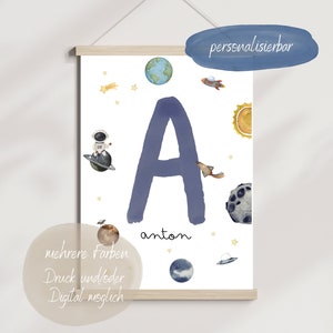 Personalisiertes Namensposter Weltall Astronaut